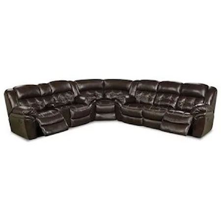 Casual Super Wedge Power Reclining Sectional with Pad-over Chaise Support